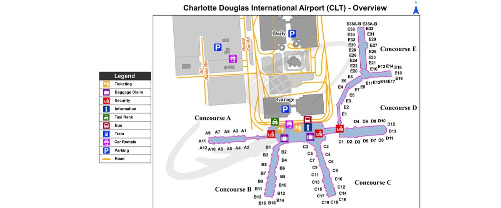 Charlotte Douglas International Airport Terminal Map