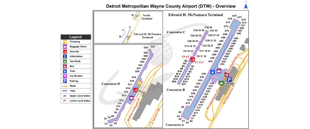 Detroit Metropolitan Wayne County Airport Terminal Map