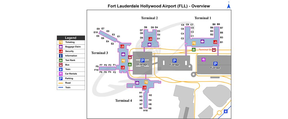 Fort Lauderdale-Hollywood International Airport Terminal Map