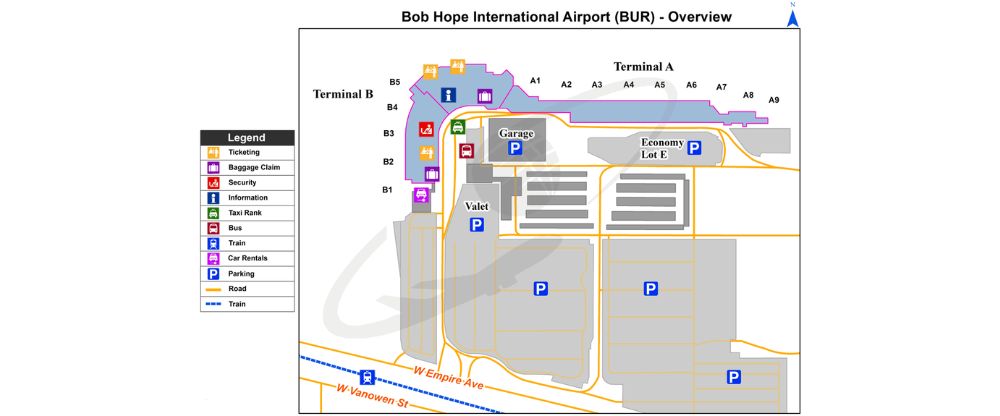 Hollywood Burbank Airport Terminal Map