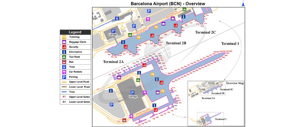 Josep Tarradellas Barcelona-El Prat Airport Terminal Map